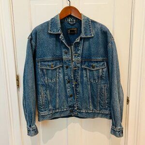 VIntage Eddie Bauer Blue Denim Jean Jacket Mens Large Style 90s 80s RARE